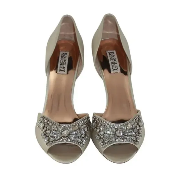 Badgley Mischka Satin and Rhinestone Heels Size 10 - Picture 2 of 11